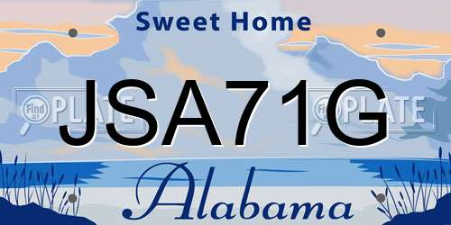 JSA71G Alabama License Plate