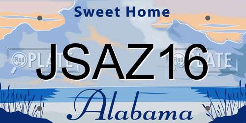 JSAZ16 Alabama License Plate
