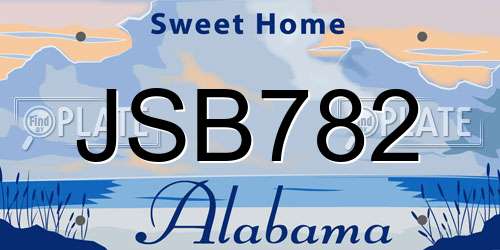 JSB782 Alabama License Plate