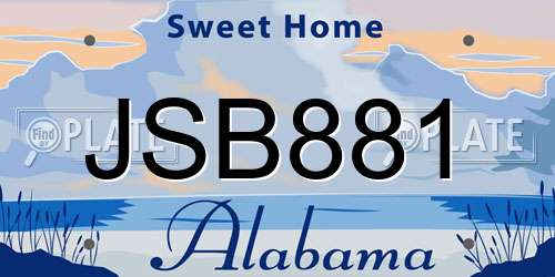 JSB881 Alabama License Plate