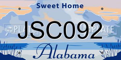 JSC092 Alabama License Plate