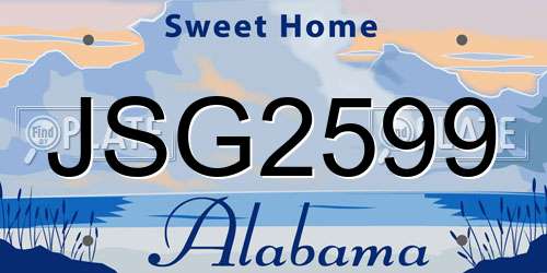 JSG2599 Alabama License Plate