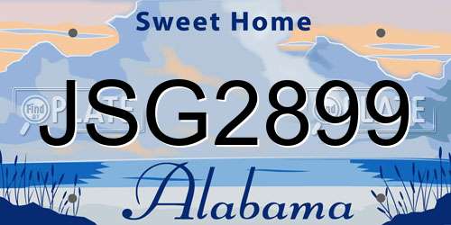 JSG2899 Alabama License Plate