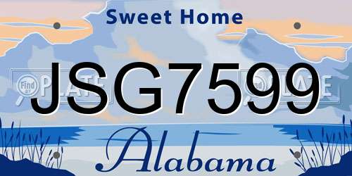 JSG7599 Alabama License Plate
