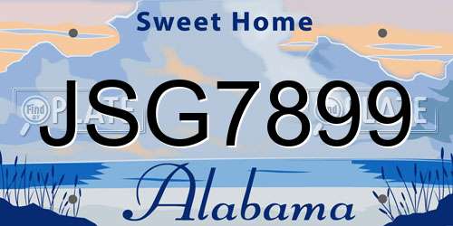 JSG7899 Alabama License Plate