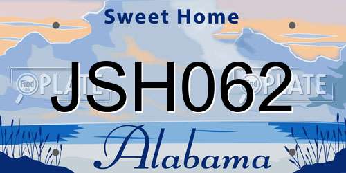 JSH062 Alabama License Plate