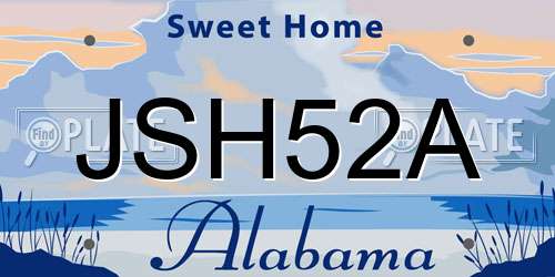 JSH52A Alabama License Plate
