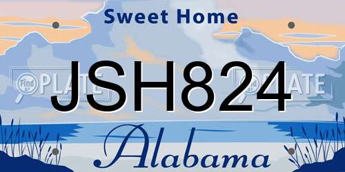 JSH824 Alabama License Plate