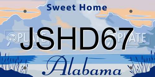 JSHD67 Alabama License Plate