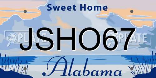 JSHO67 Alabama License Plate