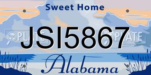 JSI5867 Alabama License Plate