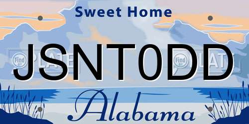 JSNT0DD Alabama License Plate