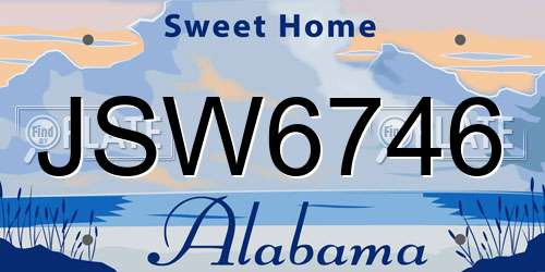 JSW6746 Alabama License Plate