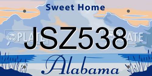 JSZ538 Alabama License Plate