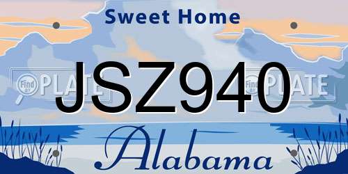 JSZ940 Alabama License Plate