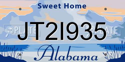 JT2I935 Alabama License Plate