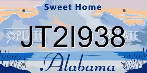 JT2I938 Alabama License Plate