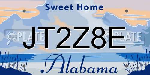 JT2Z8E Alabama License Plate