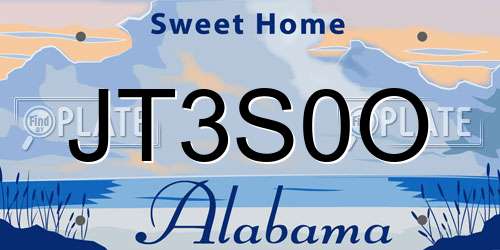 JT3S0O Alabama License Plate