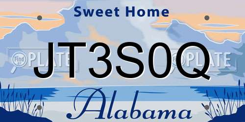 JT3S0Q Alabama License Plate