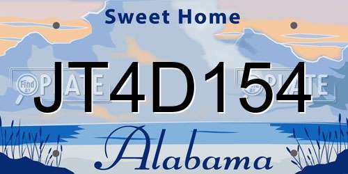 JT4D154 Alabama License Plate