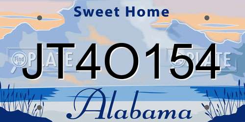 JT4O154 Alabama License Plate
