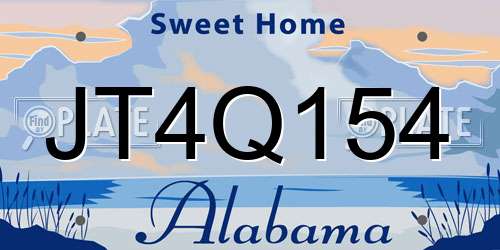 JT4Q154 Alabama License Plate