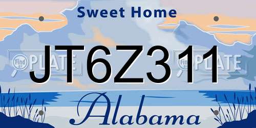 JT6Z311 Alabama License Plate