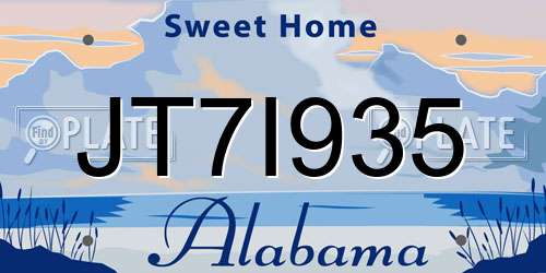 JT7I935 Alabama License Plate