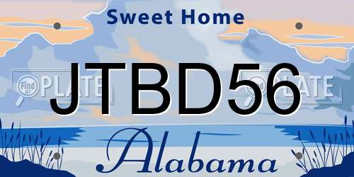 JTBD56 Alabama License Plate