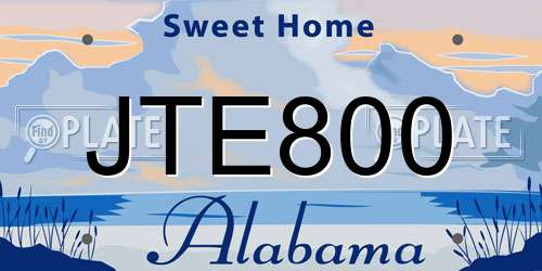 JTE800 Alabama License Plate