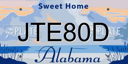 JTE80D Alabama License Plate