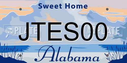 JTES00 Alabama License Plate
