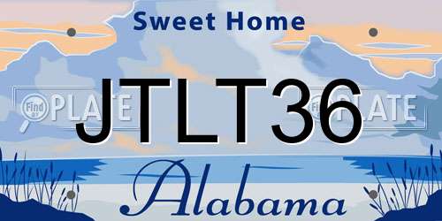 JTLT36 Alabama License Plate