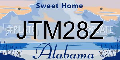 JTM28Z Alabama License Plate
