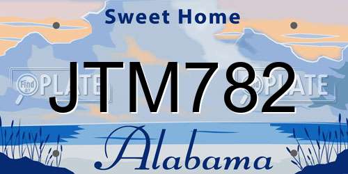 JTM782 Alabama License Plate