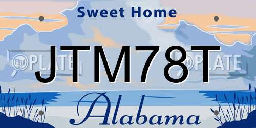 JTM78T Alabama License Plate