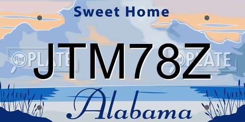 JTM78Z Alabama License Plate