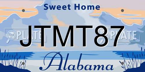 JTMT87 Alabama License Plate