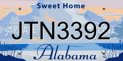 JTN3392 Alabama License Plate