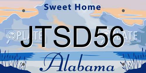 JTSD56 Alabama License Plate