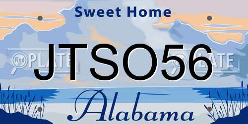 JTSO56 Alabama License Plate