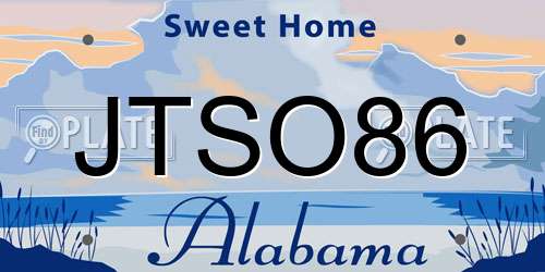 JTSO86 Alabama License Plate