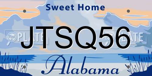 JTSQ56 Alabama License Plate
