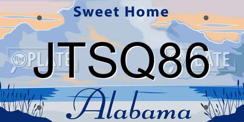 JTSQ86 Alabama License Plate