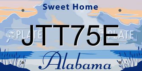JTT75E Alabama License Plate