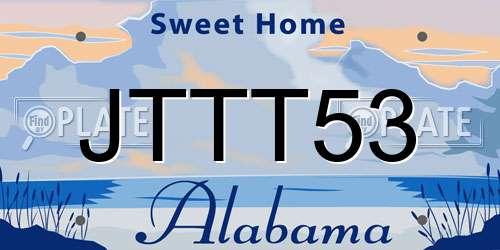 JTTT53 Alabama License Plate