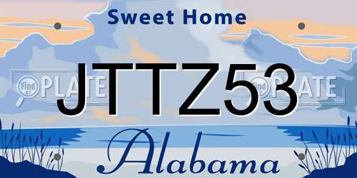 JTTZ53 Alabama License Plate