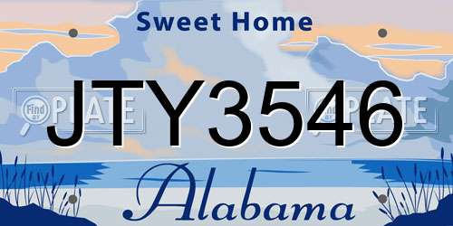 JTY3546 Alabama License Plate