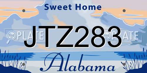 JTZ283 Alabama License Plate